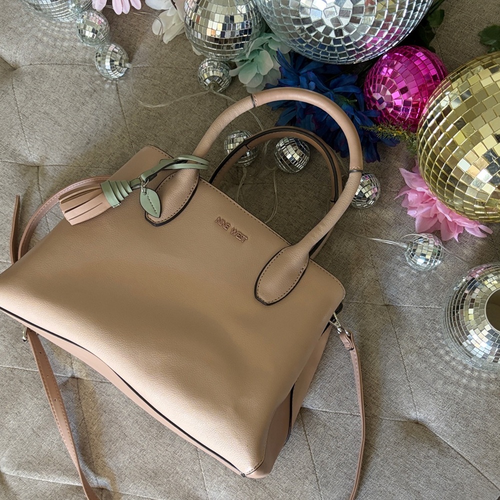 Nine West Leather Satchel with Tassel Charm